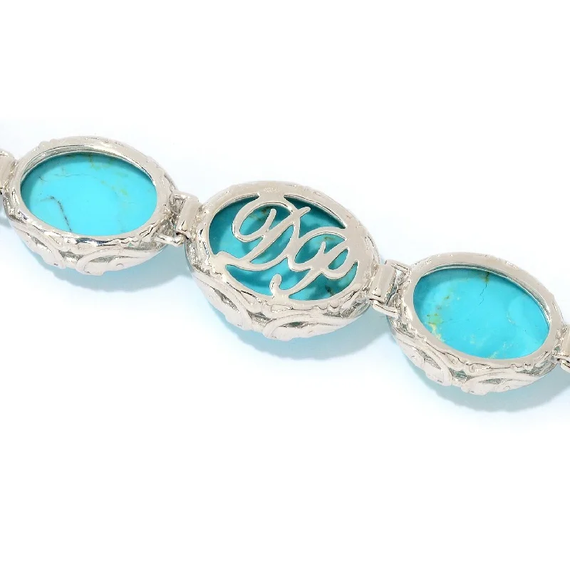 Faint silver bracelet-Dallas Prince Sterling Silver 8.5" Mohave Turquoise Toggle Bracelet