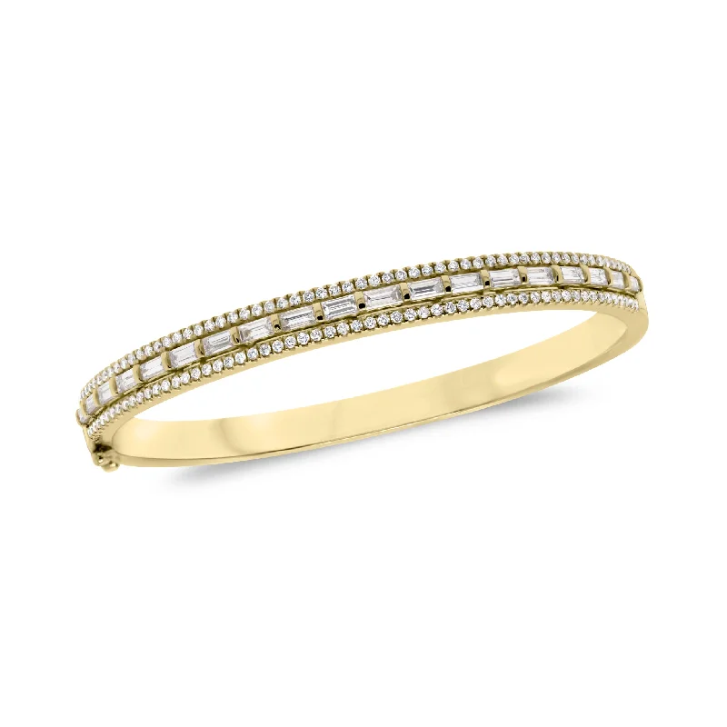 Wire-curve bracelet-Diamond Baguette Bangle Bracelet