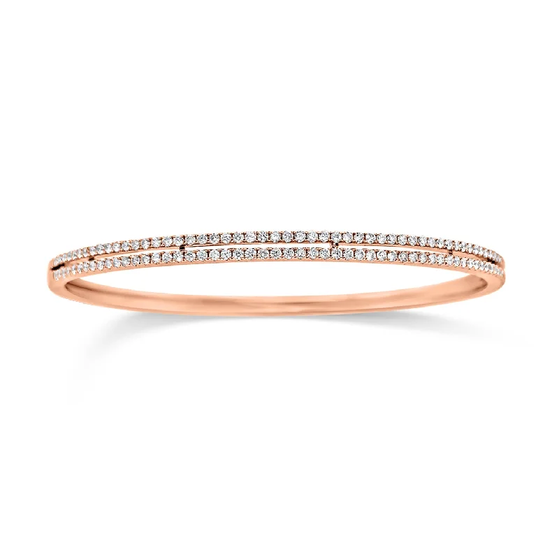 Shimmering platinum bracelet-Diamond Double Band Bangle Bracelet