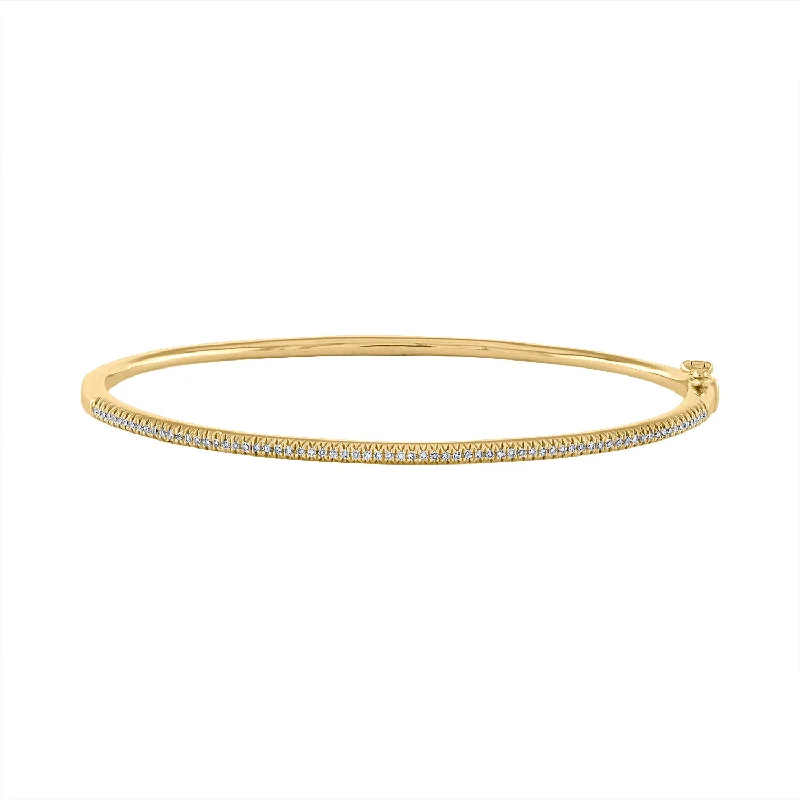 Dainty filigree bracelet-14KT GOLD THIN DIAMOND BANGLE BRACELET