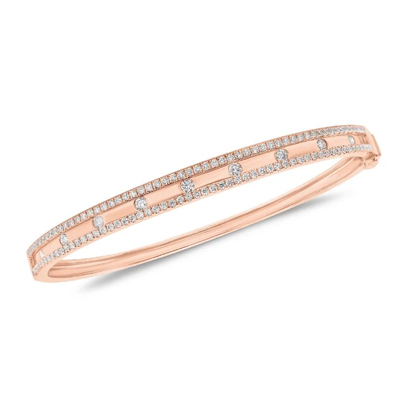 Peaked ridge bracelet-Bezel-Set & Pave Diamond Slim Bangle Bracelet