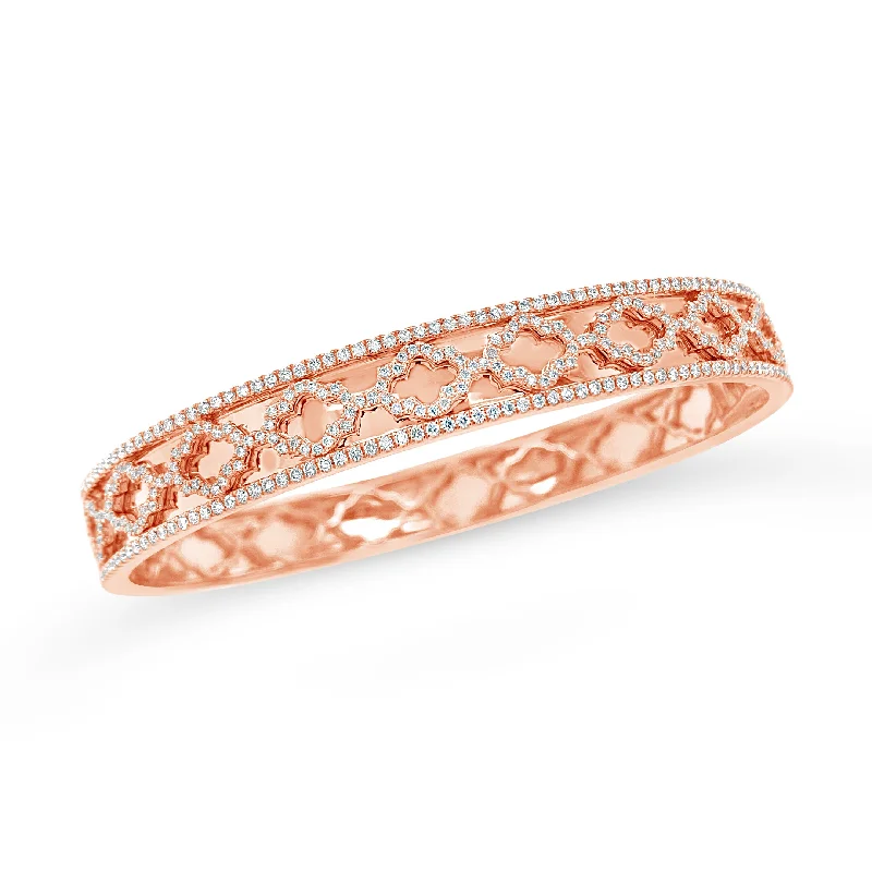 Glowing ruby bracelet-Diamond Quatrefoil Bangle