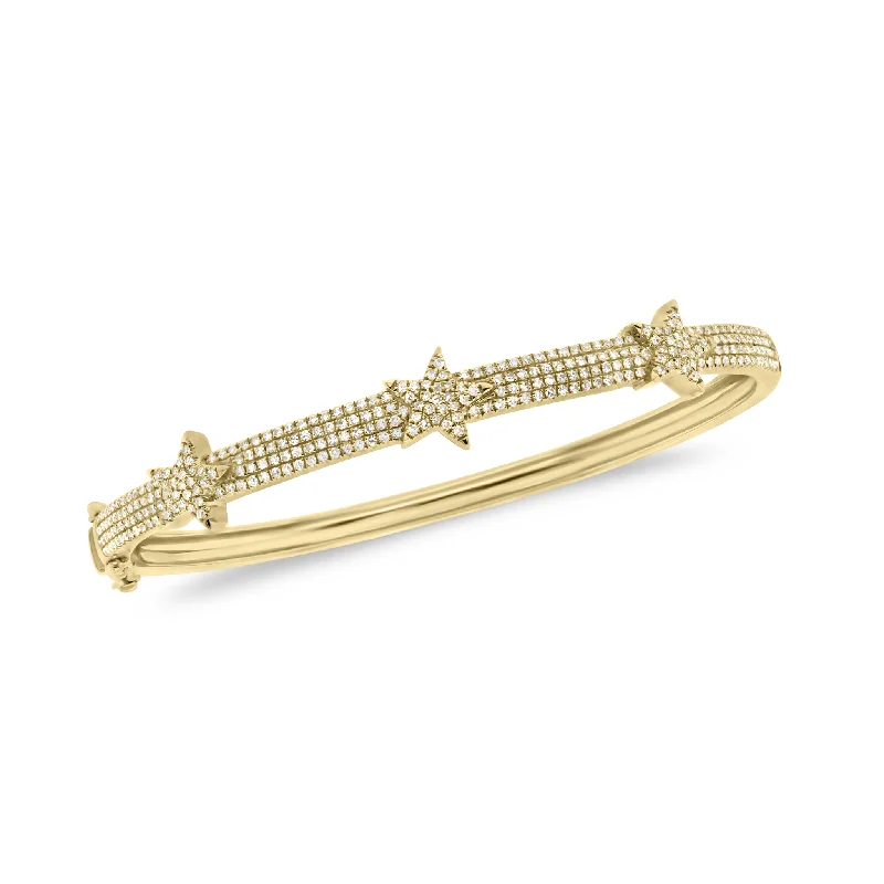 Radiant silver bracelet-Diamond Tri-Star Bangle Bracelet