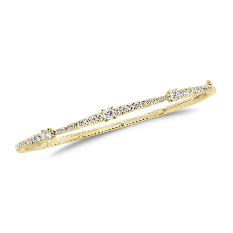 Glowing minimalist bracelet-Diamond Tapered Bangle Bracelet