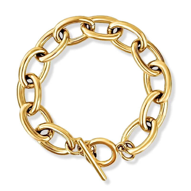 Open-slot bracelet-Ellie Vail - Allegra Chunky Oval Chain Toggle Bracelet