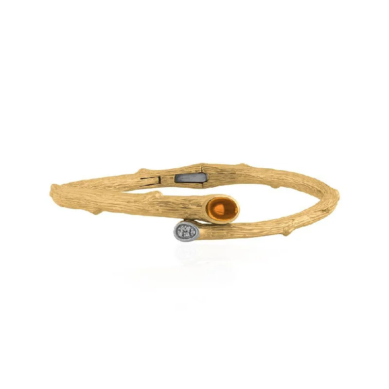 Faint silver bracelet-Enchanted Forest Bangle with Citrine & Diamonds