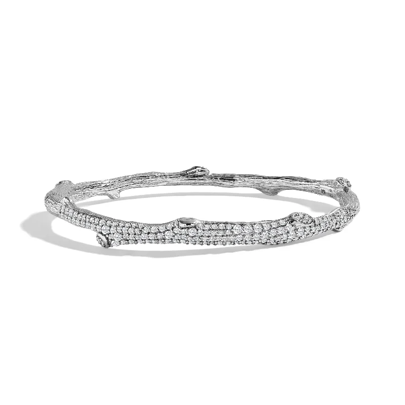 Brushed steel bracelet-Enchanted Forest Pave Bangle Bracelet with Diamonds