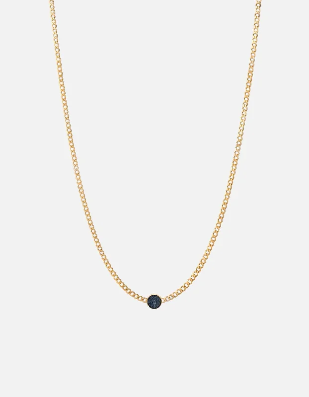 Rough-hewn stone necklace-Eye of Time Type Chain Necklace, Gold Vermeil/Blue