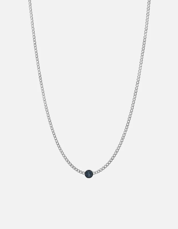 Sharp stone necklace-Eye of Time Type Chain Necklace, Sterling Silver/Blue