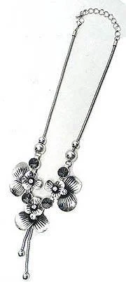 Tattered rim necklace-Flower Long Chain Necklace NI85020-30300