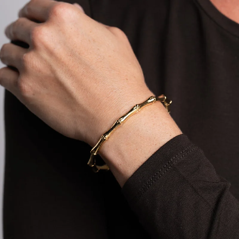 Fused-band bracelet-Gold Bamboo Bangle