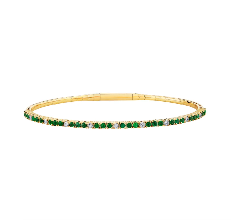 Thin diamond bracelet-Emerald Flex Bangle