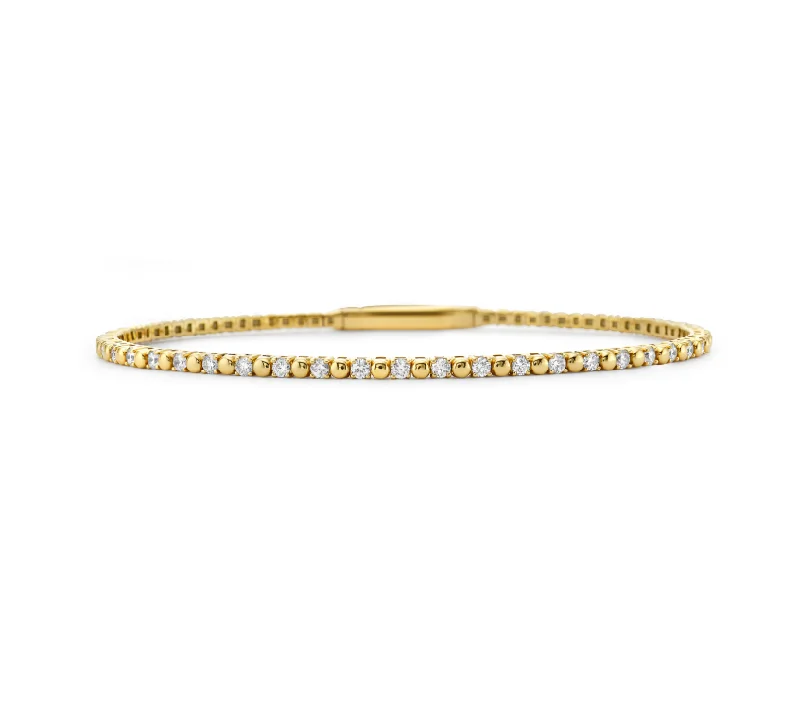 Clean cut bracelet-Gold + Diamond Alternating Flex Bangle