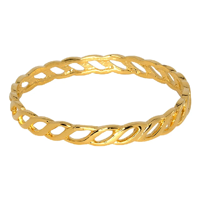 Four-stone bracelet-Gold Twisted Link Bangle