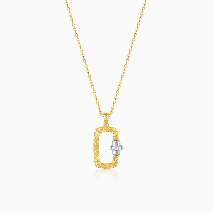 Radiant zircon necklace-Golden League Pendant With Link Chain For Him