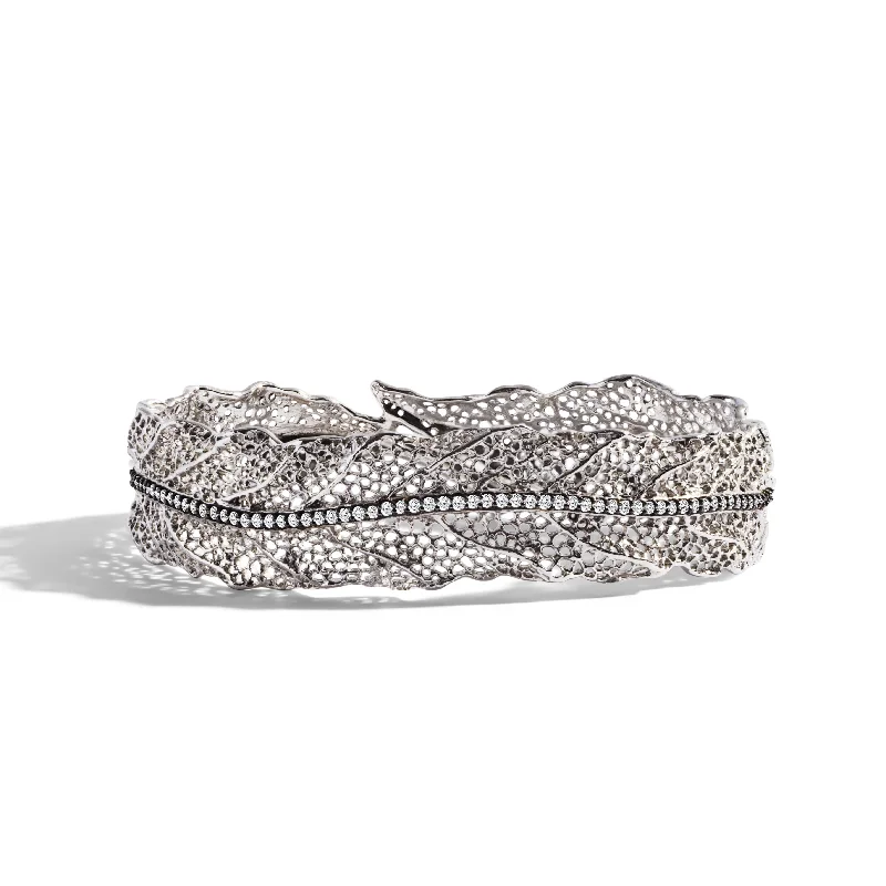 Solid-set pave bracelet-Gooseberry Bangle Bracelet with Diamonds