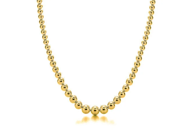 Arch motif necklace-18k Gold Bead Graduated Necklace