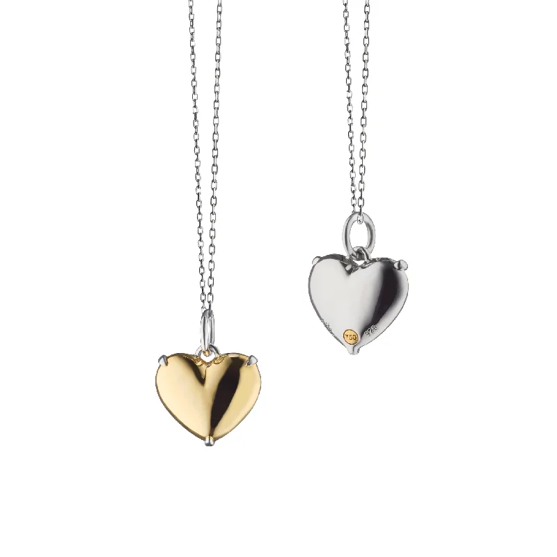 Hammered gold necklace-"Heart of Gold" Two-Tone Charm Necklace