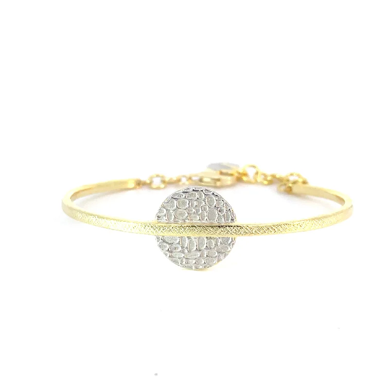 Offset stone bracelet-Jorge Revilla Two ToneKymbal Collection Bangle