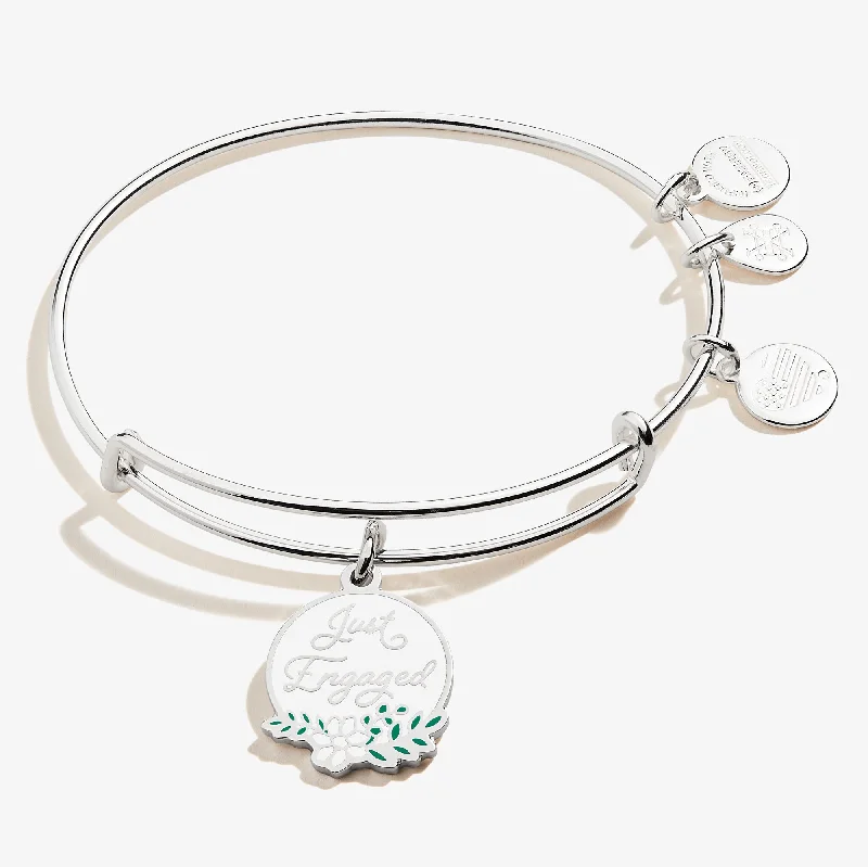 Flowing arc bracelet-'Just Engaged' Charm Bangle