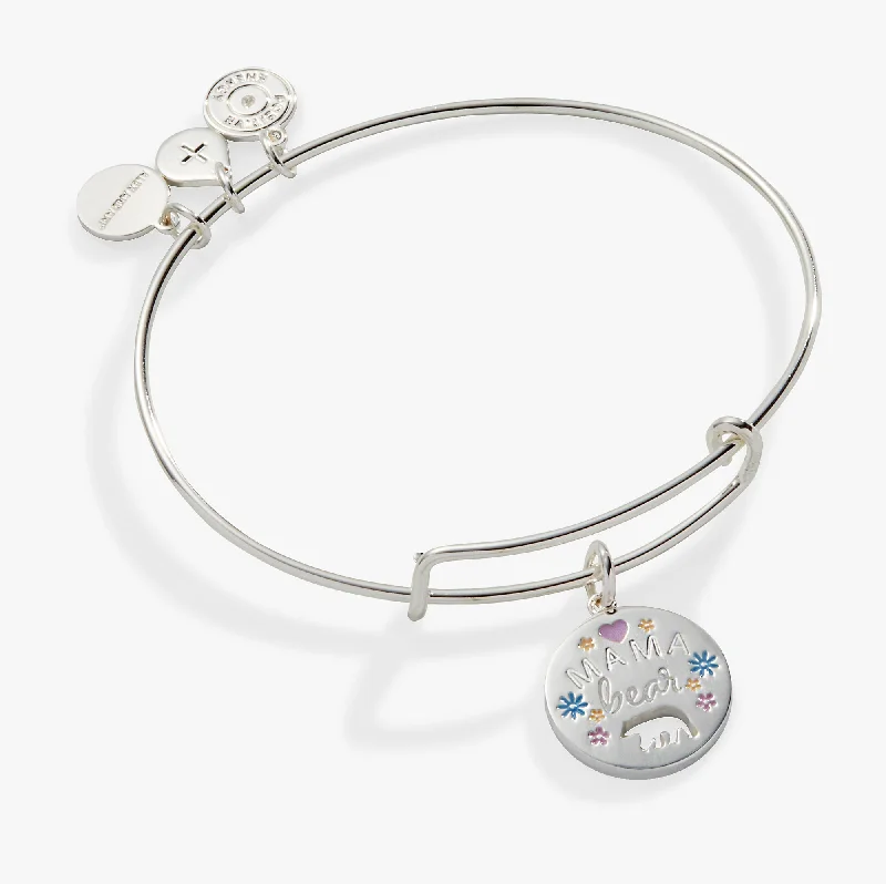 Assorted gem bracelet-Mama Bear Charm Bangle Bracelet