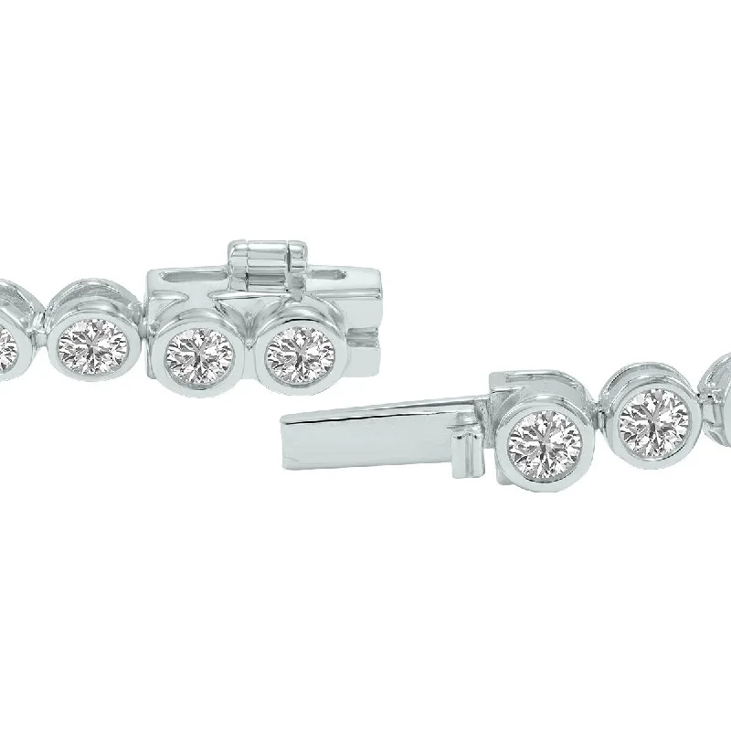 Vintage-edge bracelet-Marquee 10 Carat TW Bezel Set Lab Grown Diamond Bracelet in 14K White Gold