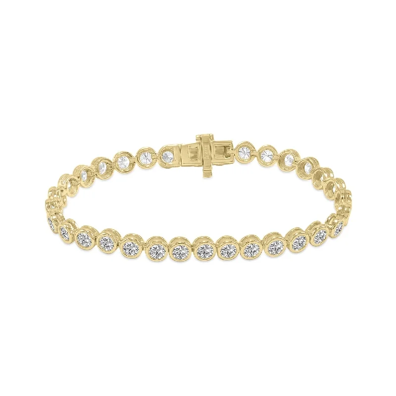 Sharp stone bracelet-Marquee 7 Carat TW Bezel Set Lab Grown Diamond Bracelet in 14K Yellow Gold