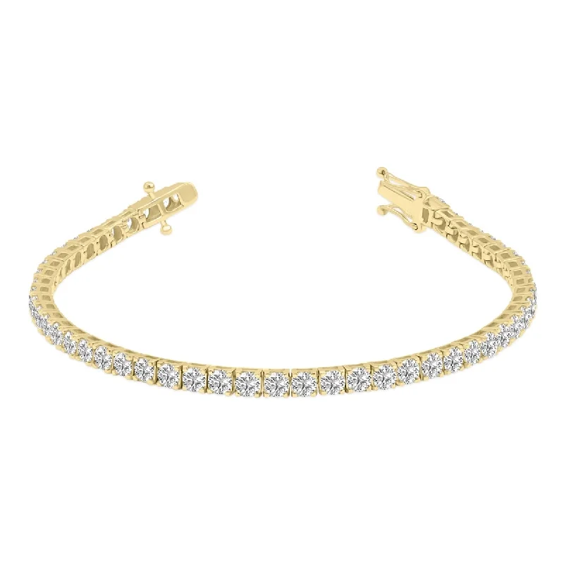 Hammered gold bracelet-Marquee 7 Carat TW Lab Grown Diamond Tennis Bracelet in 14K Yellow Gold