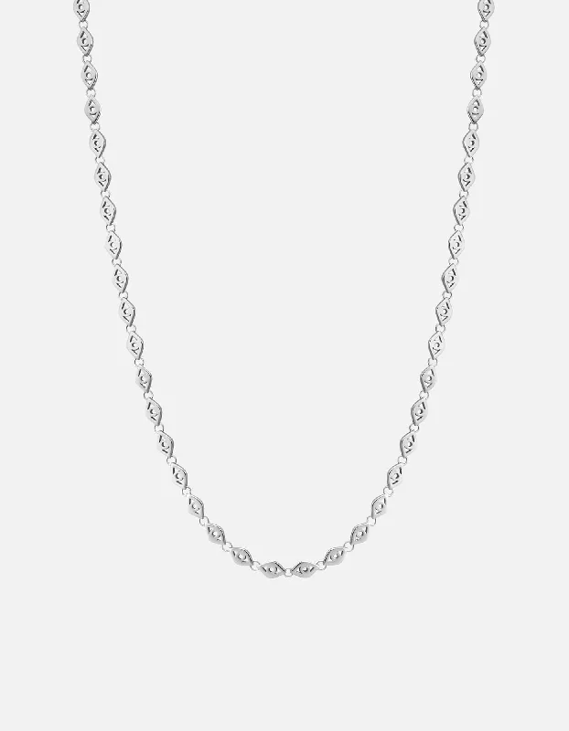 Knotted cord necklace-Mati Eye Chain Necklace, Sterling Silver