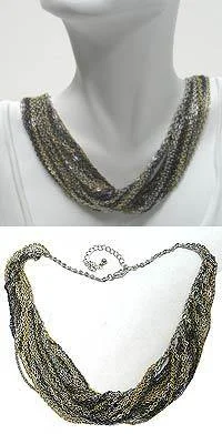 Broad-level necklace-Multi Chain Necklace NI85015-30090