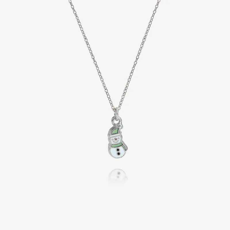 Open-slot necklace-My Little Snowman Necklace