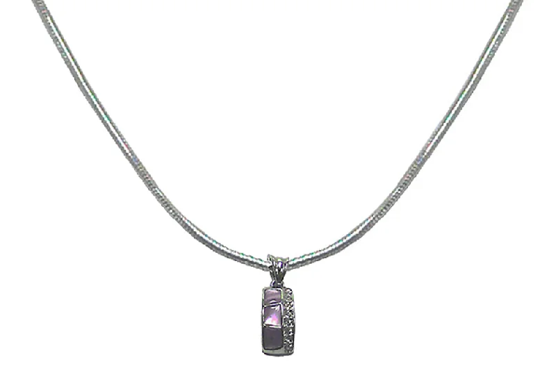 Radiant zircon necklace-Necklace Chain and Pendant Rhodium Plated Snake Design Chain #AR85800-2