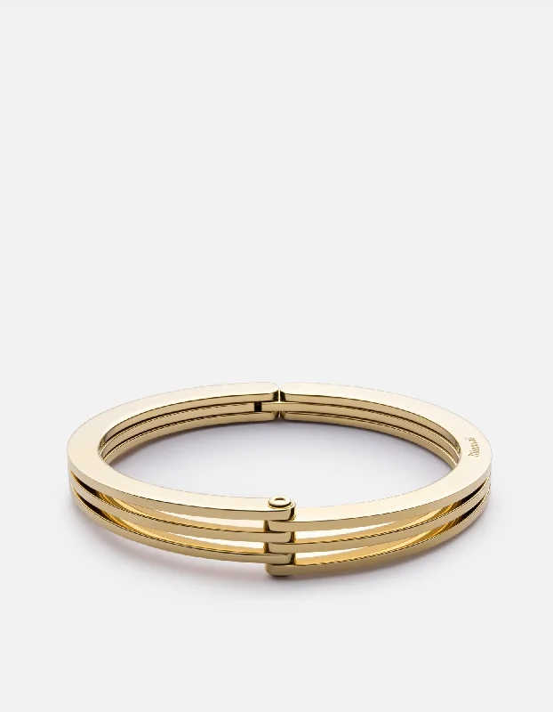 Knotted cord bracelet-Offset Cuff, Gold