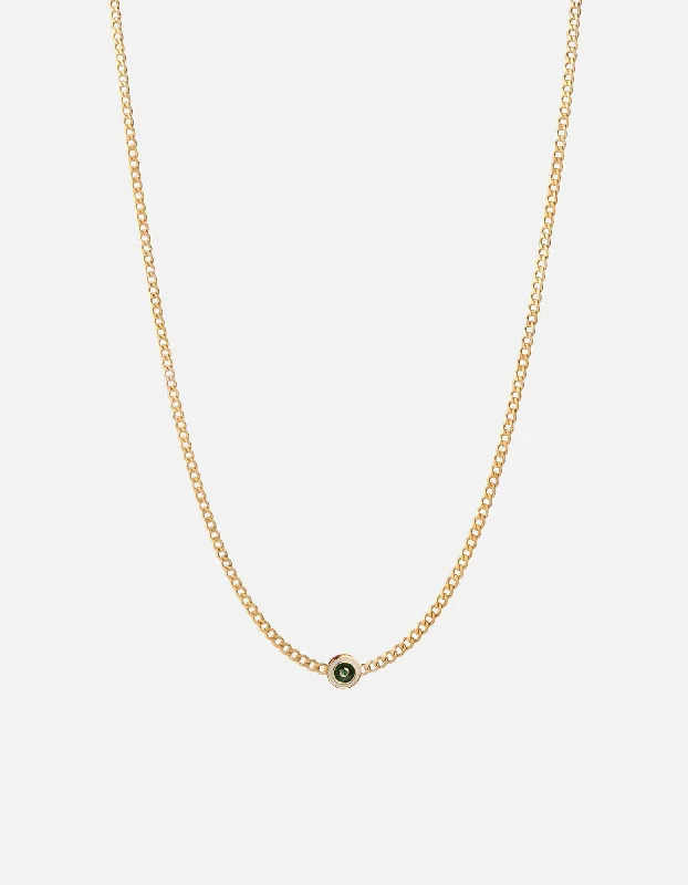 Elevated stone necklace-Opus Chalcedony Type Chain Necklace, Gold Vermeil/Green