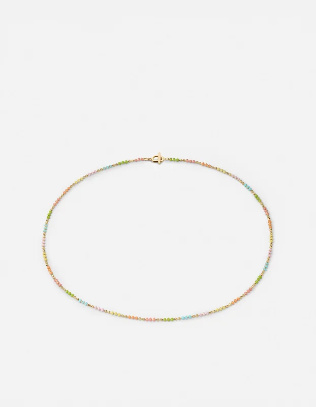 Prism crystal necklace-Orb 1.5mm Chain Choker, Gold Vermeil/Pastel