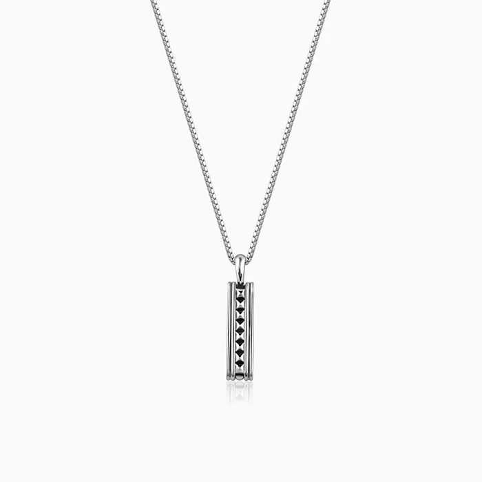 Shiny gem necklace-Oxidised Silver Resourceful Pendant With Box Chain For Him