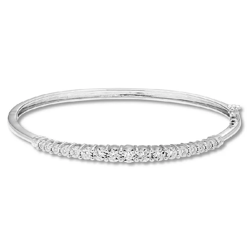 Ridge-set bracelet-Pre-Owned Kay 1/4ct Diamond Bangle Bracelet in Sterling Silver