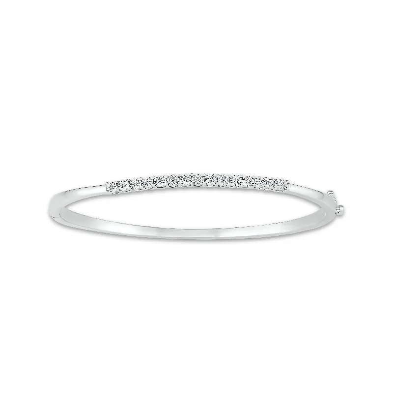 Open-slot bracelet-Pre-Owned Kay 1/4ct Diamond Bangle Bracelet in Sterling Silver