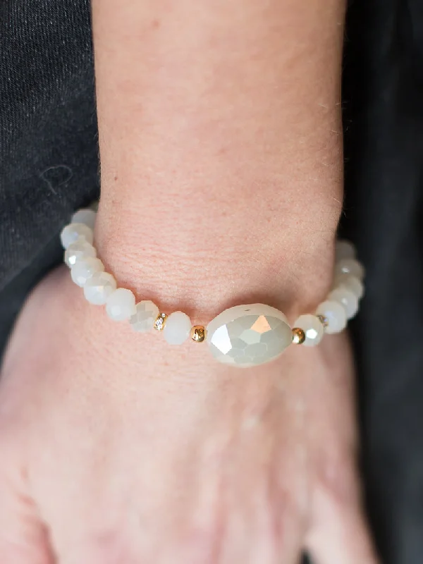 Glowing iolite bracelet-Radiant Crystal Bracelet - Pearl White