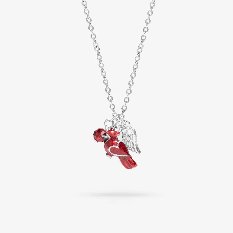 Dewdrop gem necklace-Red Cardinal Memorial Necklace