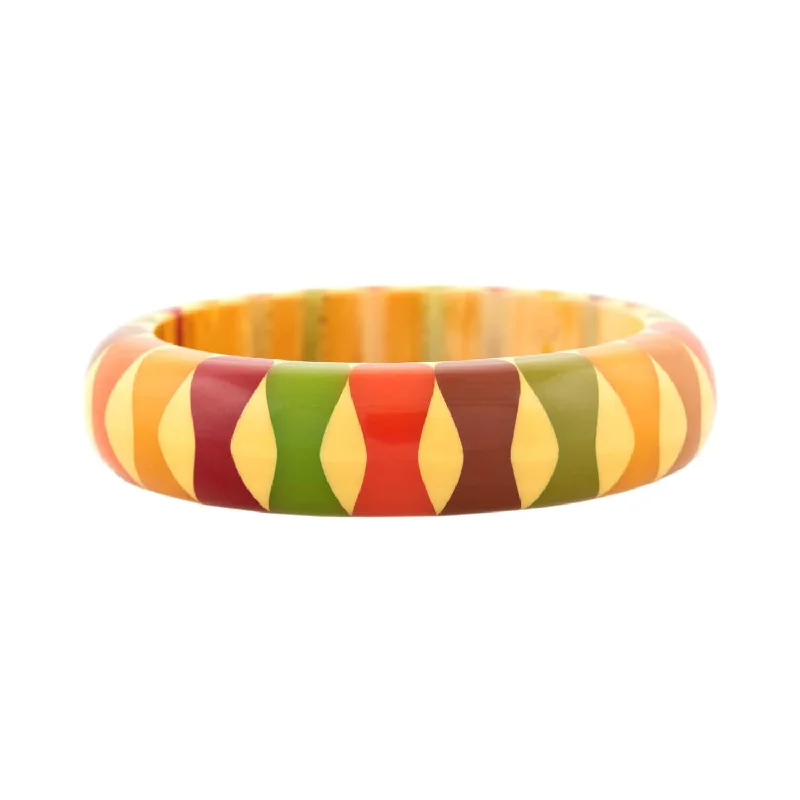 Crafted gold bracelet-Retro Bakelite Multicolored Bowtie Bangle