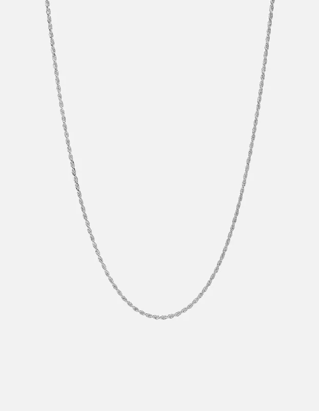 Vine-curl necklace-1.8mm Rope Chain Necklace, Sterling Silver