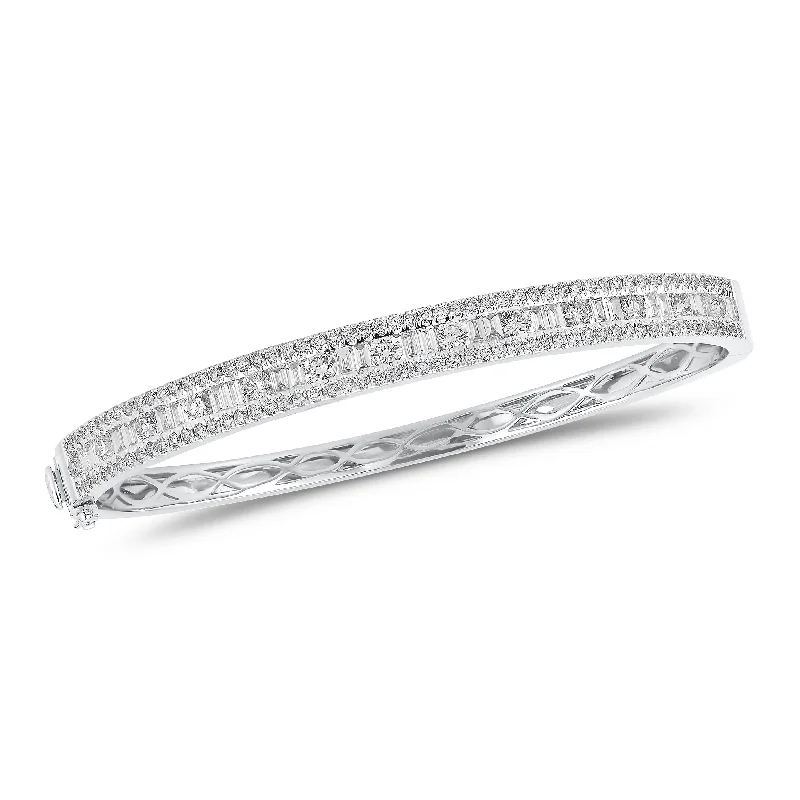 Ragged edge bracelet-Round & Baguette Diamond Bangle