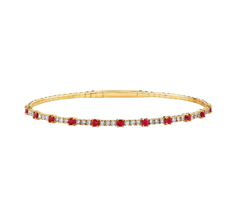 Elevated stone bracelet-Ruby Station Flex Bangle