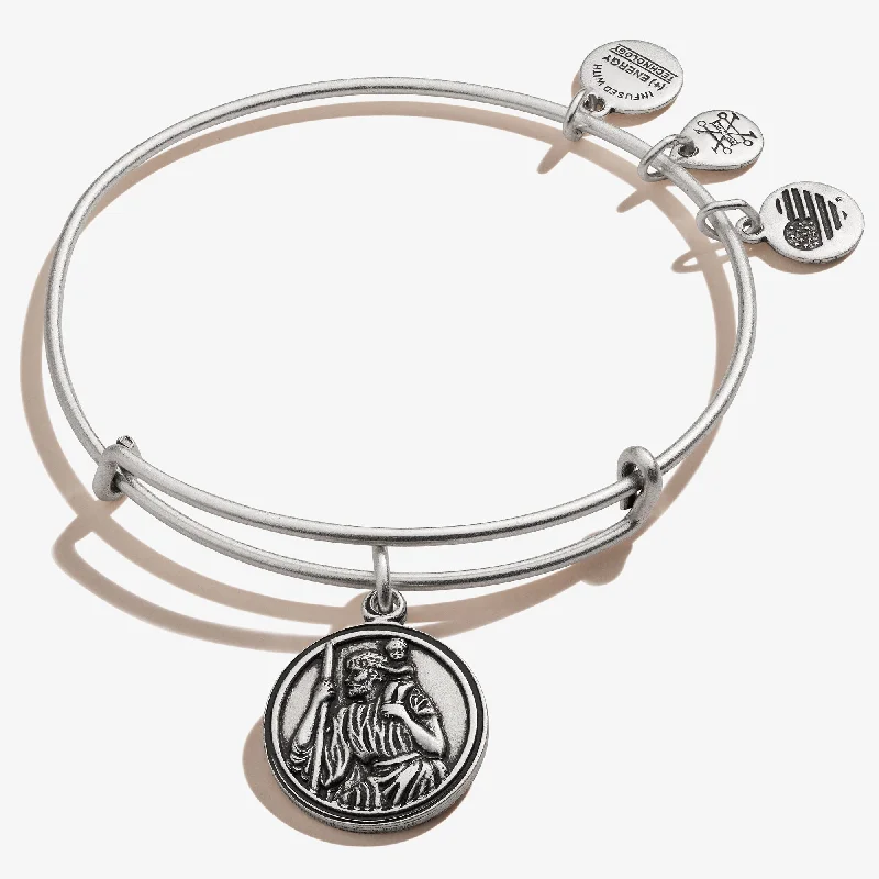 Tattered rim bracelet-Saint Christopher Charm Bangle