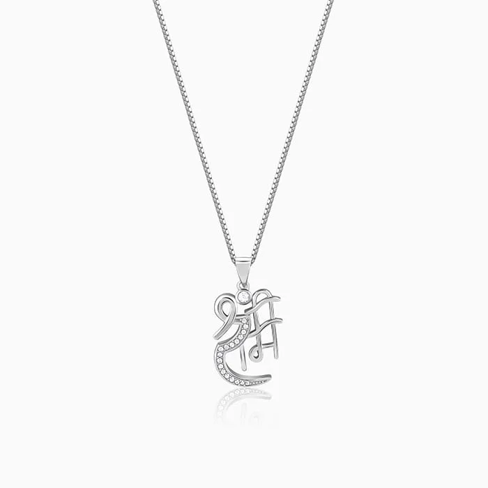 Subtle-carved necklace-Silver Shree Ram Pendant with Box Chain For Him