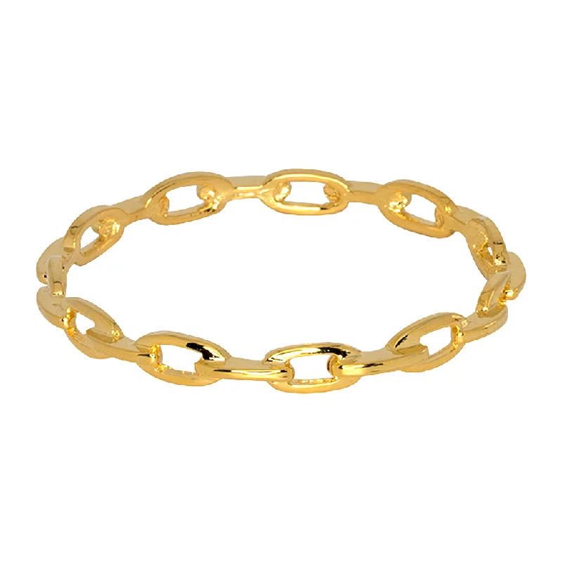 Tattered rim bracelet-Polished Gold Link Bangle