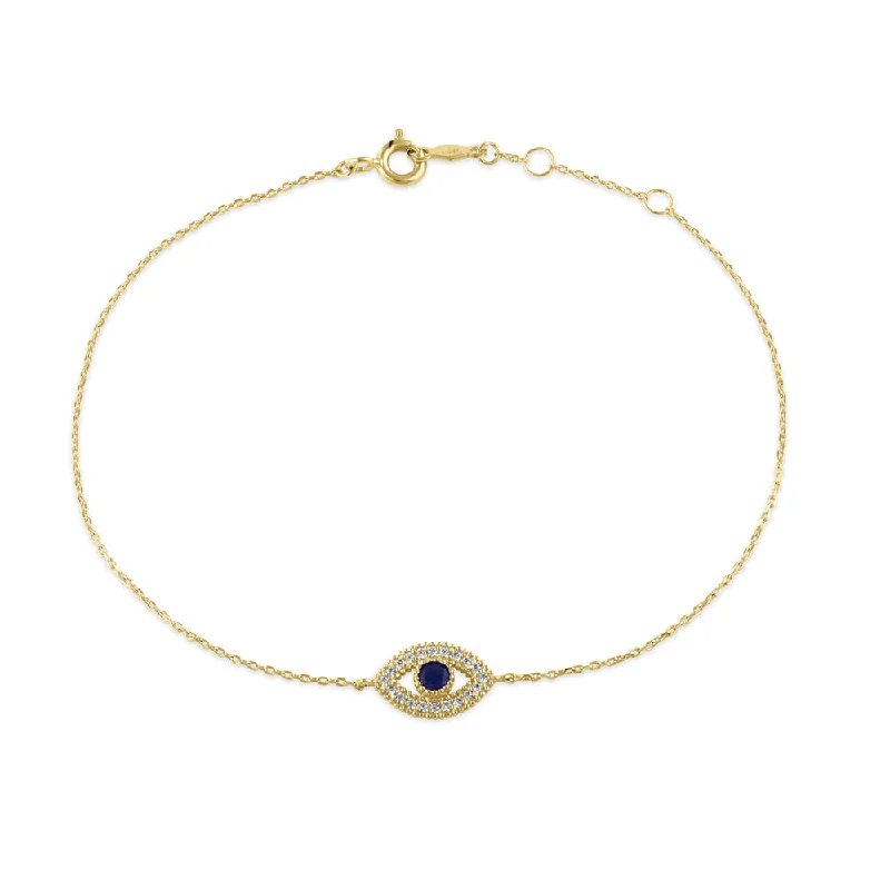 Fluid bracelet-Solid 14K Gold Evil Eye CZ Bracelet