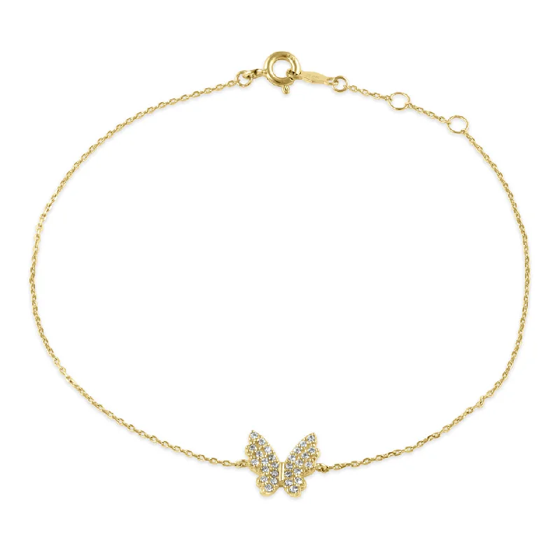 Lush garnet bracelet-Solid 14K Gold Social Butterfly CZ Bracelet