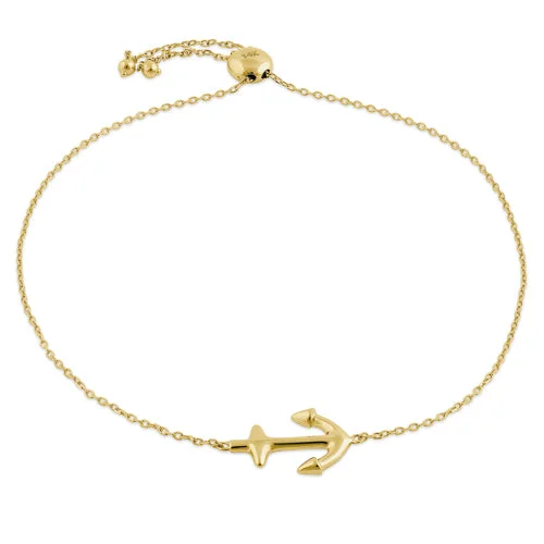 Pulse-wave bracelet-Solid 14K Yellow Gold Anchor Bracelet